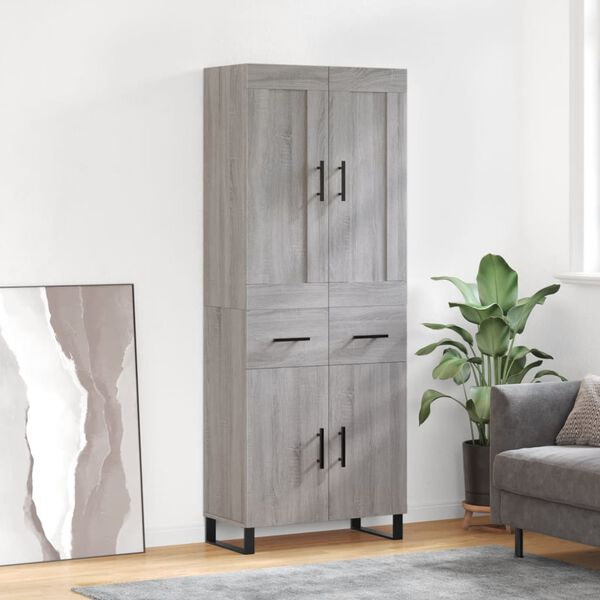 vidaXL Highboard gr&aring; sonoma 69,5x34x180 cm konstruert tre