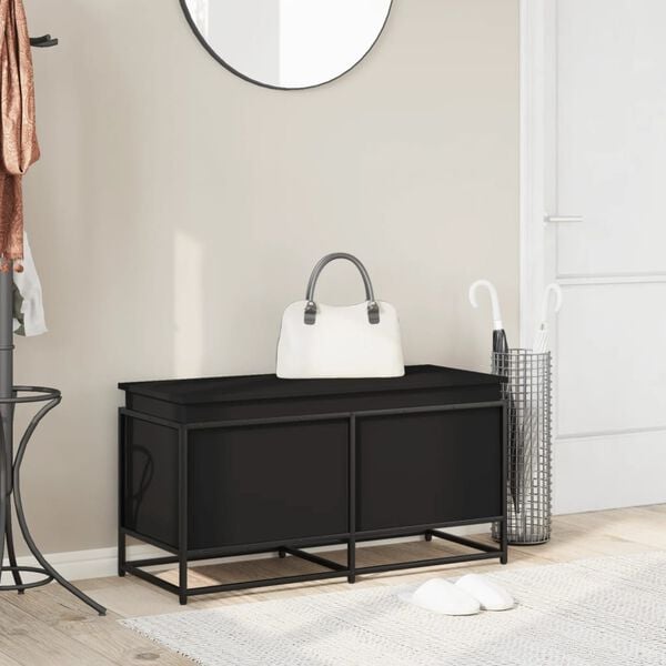 vidaXL Oppbevaringsboks med lokk svart 100x40x51,5 cm konstruert tre