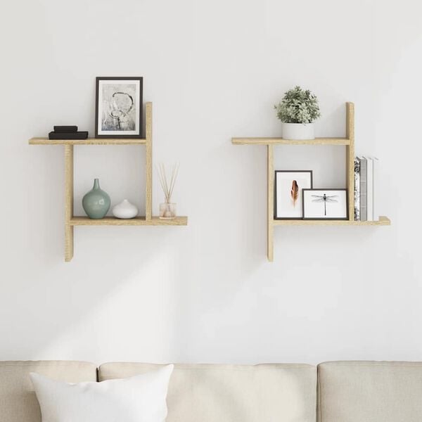 vidaXL Vegghyller 2 stk sonoma eik 50x12x50 cm konstruert tre