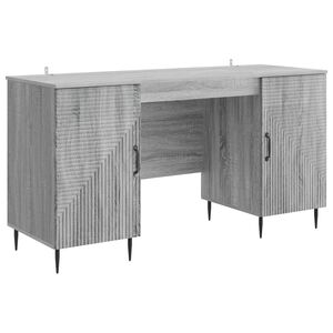 vidaXL Skrivebord med d&oslash;r Gr&aring; sonoma 142,5 x 50 x 75 cm Konstruert tre