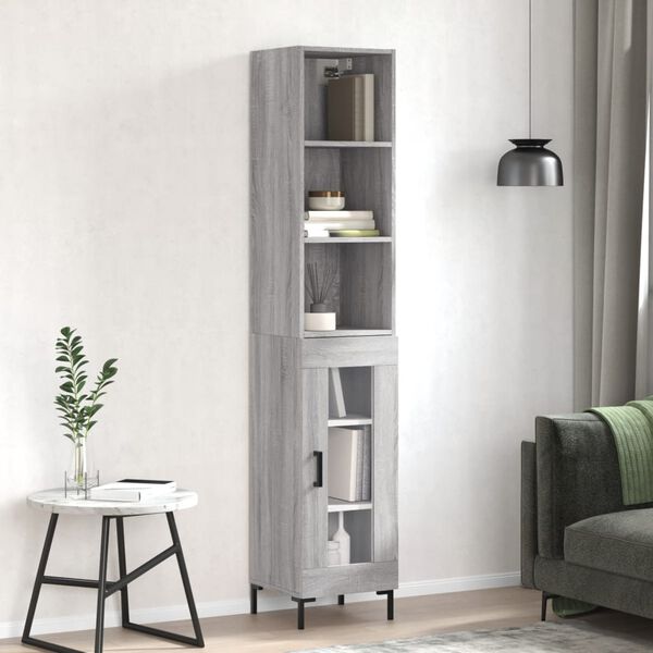 vidaXL Highboard gr&aring; sonoma 34,5x34x180 cm konstruert tre