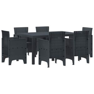 vidaXL Hage Spisegruppe 7 stk. Antrasitt Polt rattan