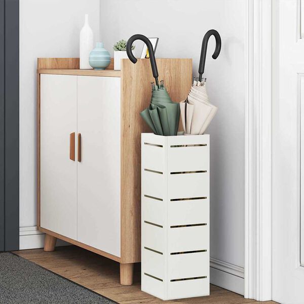 vidaXL Parasollstativ med lagring Hvit 15,5 x 15,5 x 49 cm St&aring;l