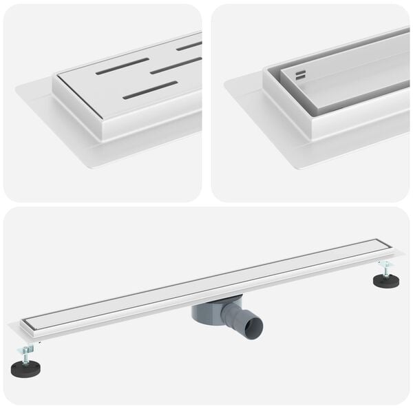 vidaXL Dusjdren 2-i-1 med 360&deg; Siphon s&oslash;lv 90 cm Rustfritt St&aring;l 304