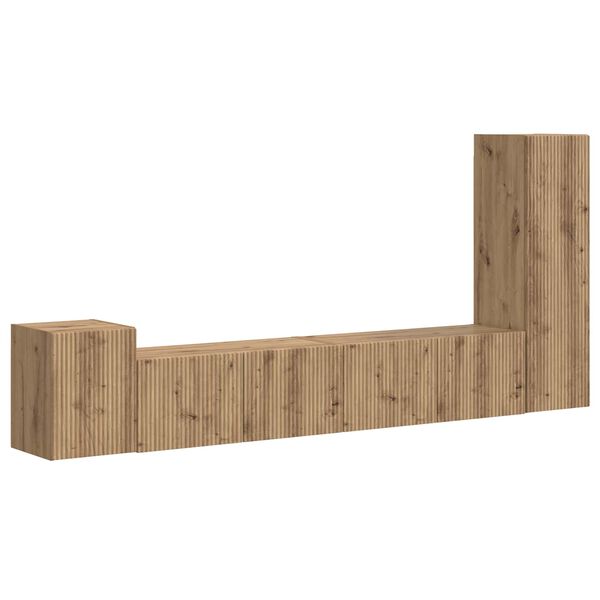 vidaXL TV-benksett Veggmontert 3 pcs Artisan Eik Konstruert tre