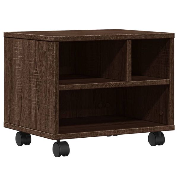 vidaXL Skriverstativ med hjul brun eik 41x32x34,5 cm
