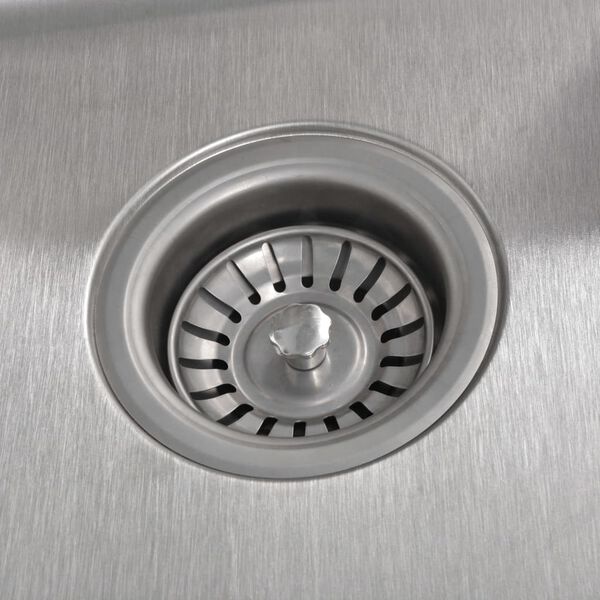 vidaXL Kj&oslash;kkenvask med avl&oslash;p rustfritt st&aring;l