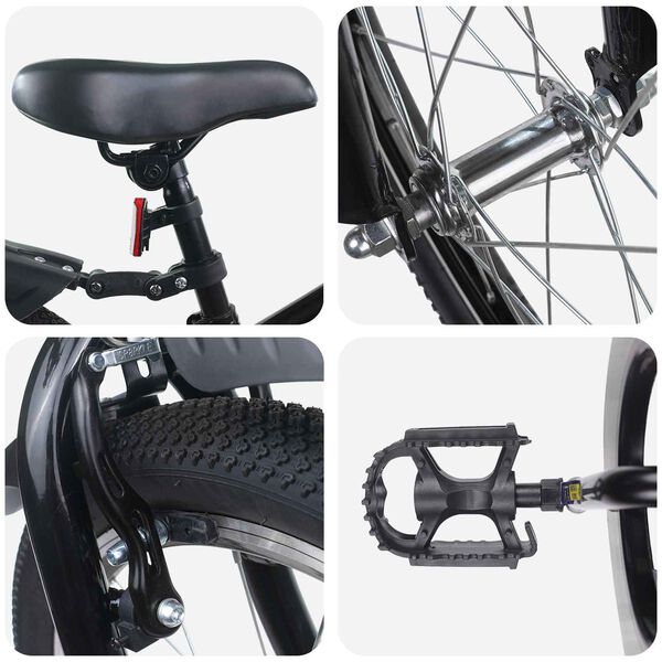 vidaXL Barnesykkel 22 Tommer for 7-12 &aring;r gammel Svart