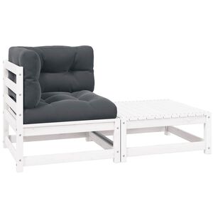 vidaXL Hagesofagruppe med puter 2 deler hvit heltre furu