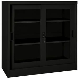 vidaXL Skap med skyved&oslash;r 90x40x90 cm st&aring;l svart