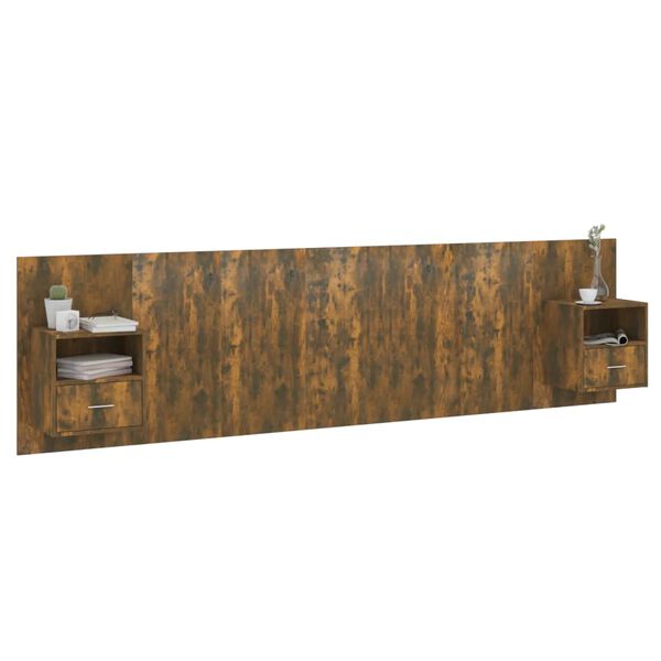 vidaXL Sengegavl med skap røkt eik konstruert tre