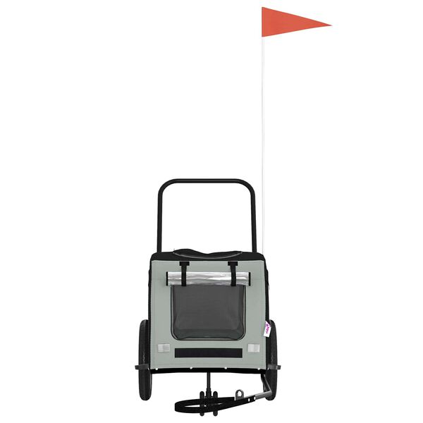 vidaXL Sykkelvogn for kjæledyr Grå og svart 125 x 53 x 54 cm