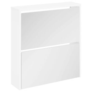 vidaXL Skoskap 2 h&oslash;yder speil hvit 63x17x67 cm