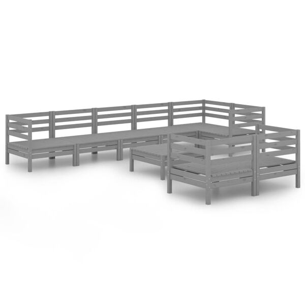 vidaXL Hagesofagruppe 9 deler gr&aring; heltre furu