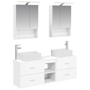 vidaXL Baderomsinnredningssett 5 pcs Hvit Konstruert tre og glass
