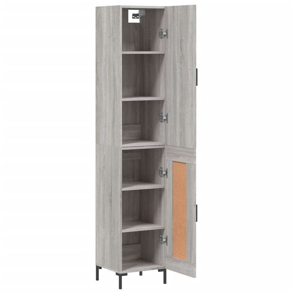 vidaXL Highboard gr&aring; sonoma 34,5x34x180 cm konstruert tre