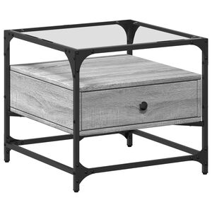 vidaXL Salongbord med gr&aring; sonoma glassplate 50x50x45 cm st&aring;l