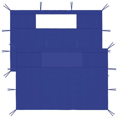 vidaXL Sidevegger til paviljong med vinduer 2 stk 4,5x2,1m blå 70 g/m²