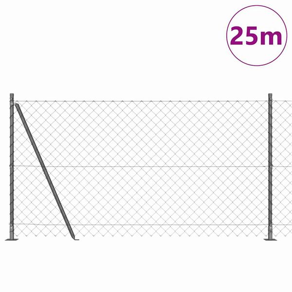 vidaXL Gjerdep&aring;le Gr&aring; 25 x 1,2 m (60 x 60 mm mesh) St&aring;l og PVC
