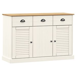 vidaXL Skjenk med skuffer VIGO 113x40x75 cm heltre furu