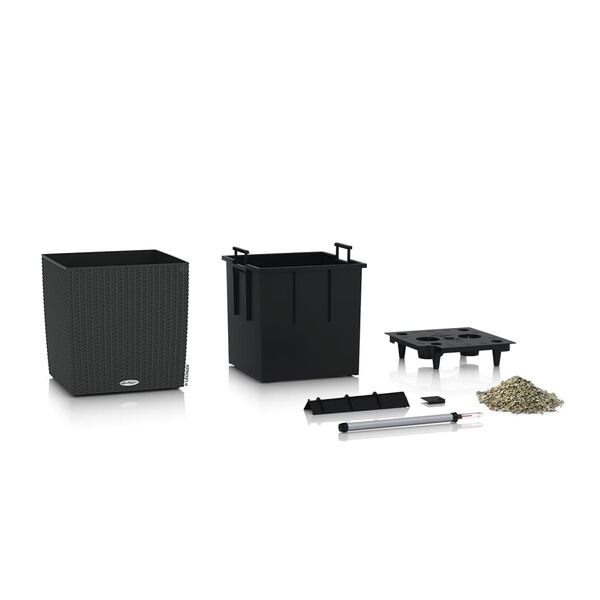 LECHUZA Plantekasse CUBE Cottage 40 ALL-IN-ONE granittsvart
