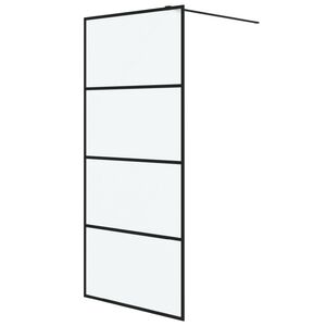 vidaXL Dusjvegg svart 90x195 cm frostet ESG-glass