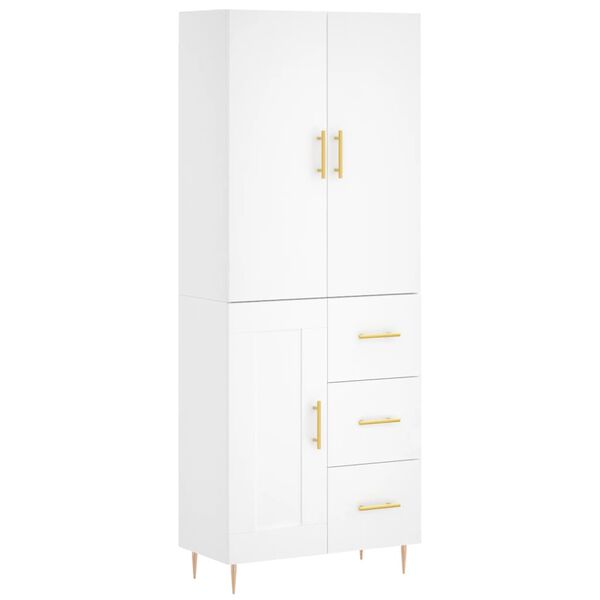 vidaXL Highboard hvit 69,5x34x180 cm konstruert tre