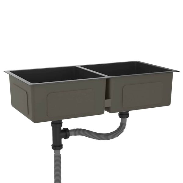 vidaXL H&aring;ndlaget kj&oslash;kkenvask svart rustfritt st&aring;l