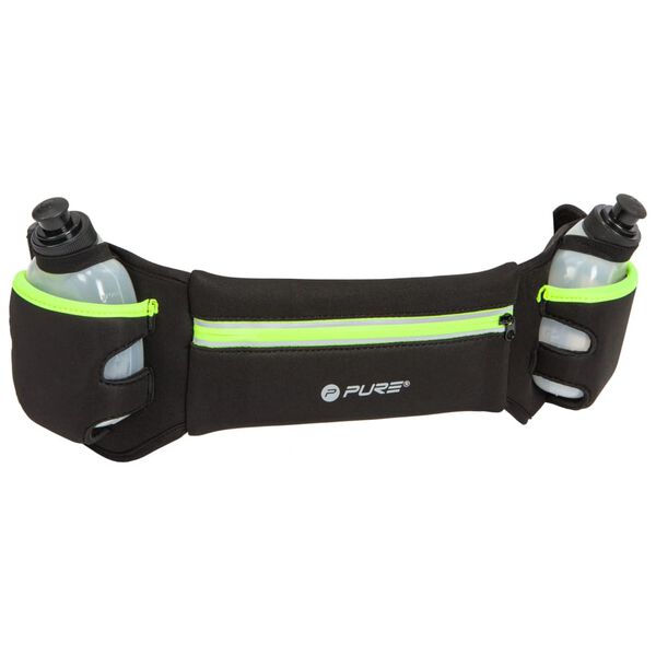 Pure2Improve L&oslash;pebelte med 2 flasker svart og gul