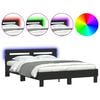 vidaXL Sengeramme med LED uten Madrass Sort 150x200 cm