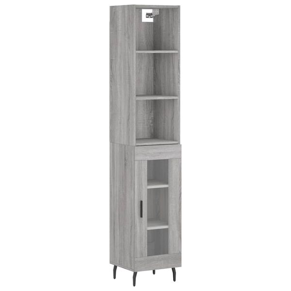 vidaXL Highboard gr&aring; sonoma 34,5x34x180 cm konstruert tre