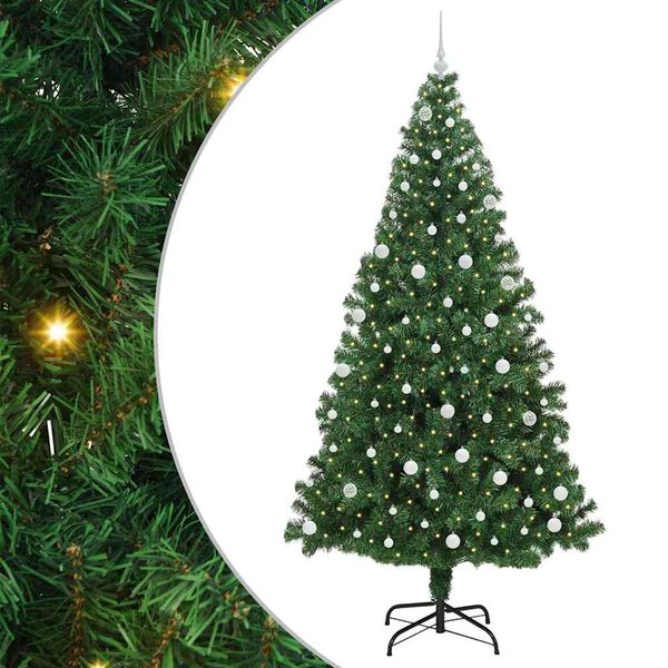 vidaXL Kunstig juletre med 300 LED gr&oslash;nn 240 cm PVC og St&aring;l og Plast