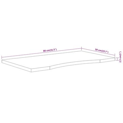 vidaXL Skrivebordsplate 80x50x2,5 cm rektangulær heltre akasie