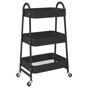 vidaXL Oppbevaringsvogn 3-lags svart 42x41,5x77 cm akryl