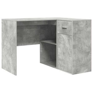vidaXL Hj&oslash;rneskrivebord med skuff med hylle Betonggr&aring; 102 x 88 x 75 cm
