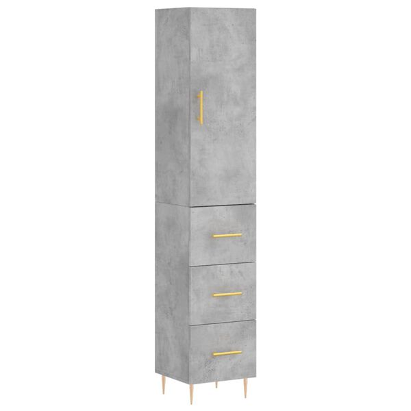 vidaXL Highboard betonggr&aring; 34,5x34x180 cm konstruert tre
