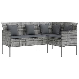 vidaXL Sofa L-formet med puter polyrotting gr&aring;