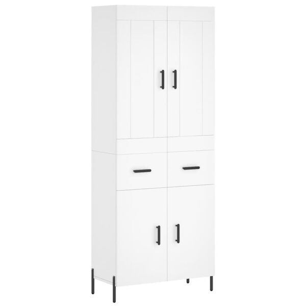 vidaXL Highboard hvit 69,5x34x180 cm konstruert tre