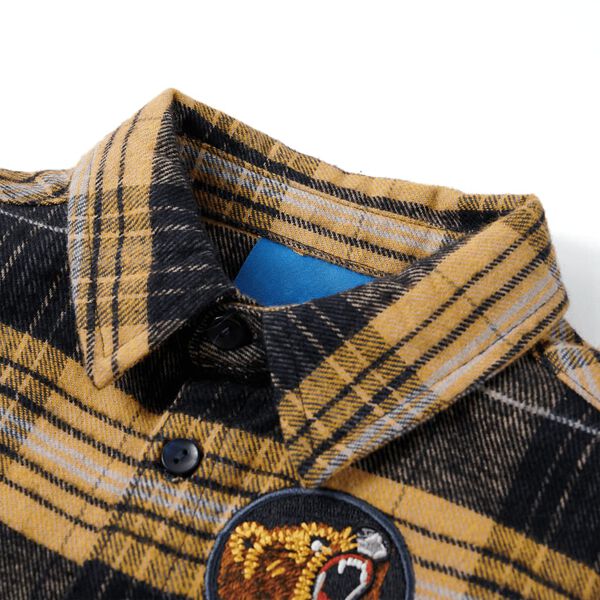 Rutete barneskjorte gul og svart 92