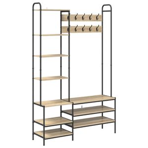 vidaXL Knaggrekker med sko benk Sonoma eik 120,5 x 34 x 190 cm