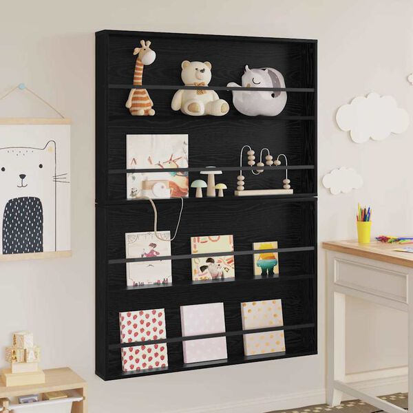 vidaXL Magasinreol 2 pcs Svart Eik 100 x 12 x 70 cm Konstruert tre