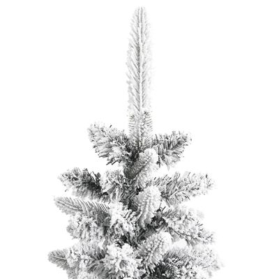 vidaXL Kunstig slankt juletre med flokket snø 150 cm PVC og PE
