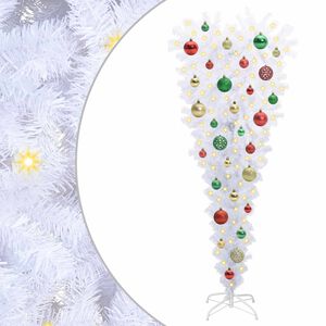 vidaXL Kunstig juletre med 150 LED med stativ Hvit 120 cm PVC og St&aring;l