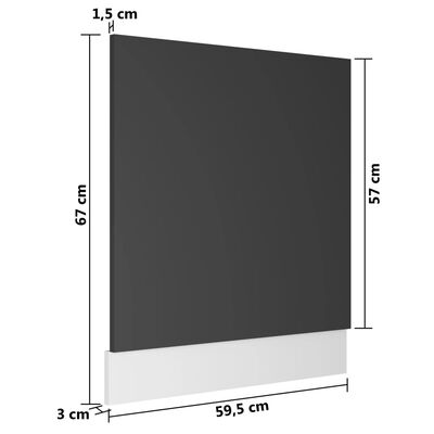 vidaXL Oppvaskmaskinspanel grå 59,5x3x67 cm sponplate