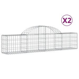 vidaXL Gabionkurver buede 2 stk 200x30x40/60 cm galvanisert jern
