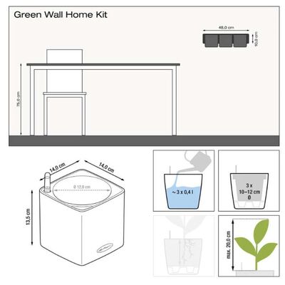 LECHUZA Urtekasser 3 stk Green Wall Home Kit skifer