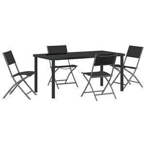 vidaXL Hage Spisegruppe 5 pcs Svart Pulverlakkert st&aring;l