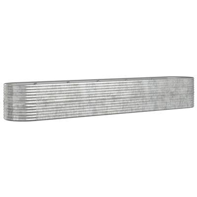 vidaXL Høybed pulverlakkert stål 440x80x68 cm sølv
