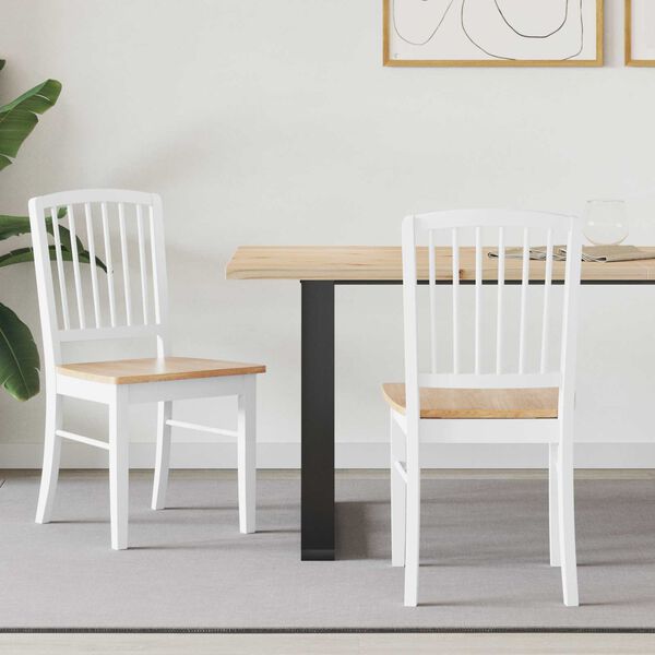 vidaXL Spisestoler 2 pcs Hvit 50 x 52,5 x 91 cm Solid Gummitre