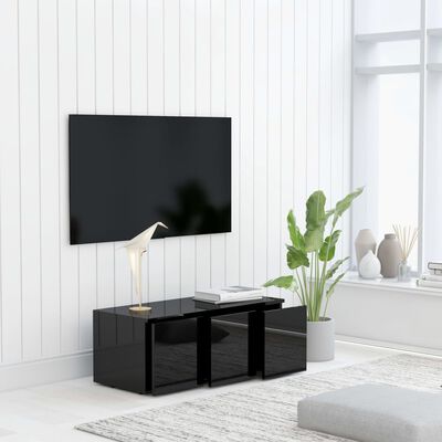 vidaXL TV-benk høyglans svart 80x34x30 cm sponplate